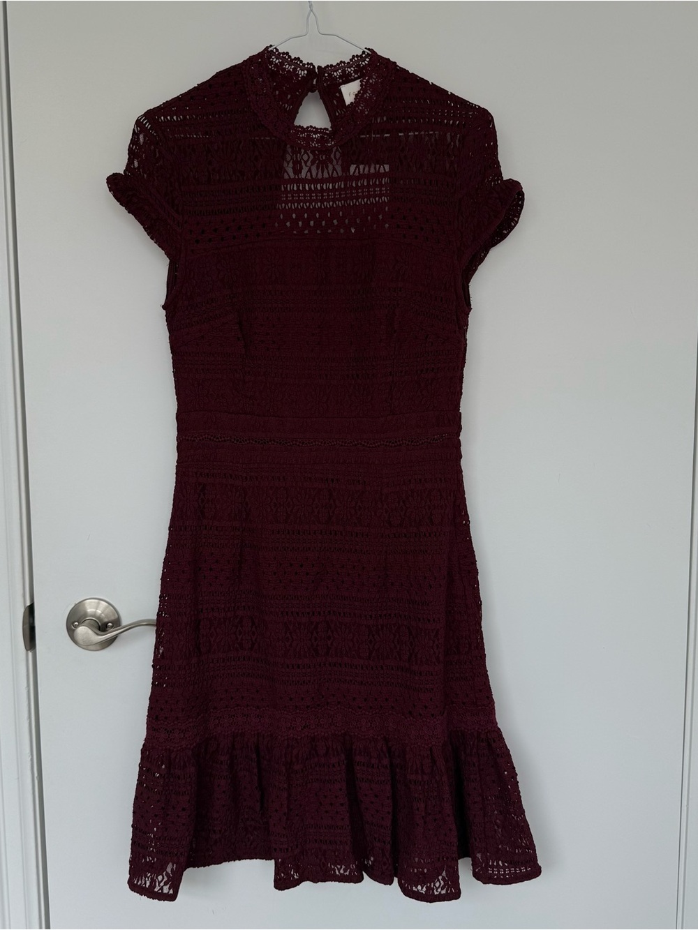 NWT $225 foxiedox Crochet Midi Dress in Burgundy Medium